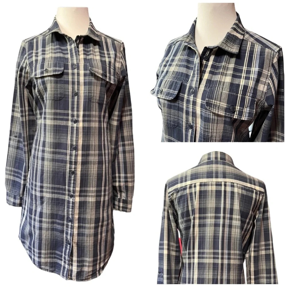 The North Face Cambridge Navy Plaid Shirtdress - Picture 2 of 14